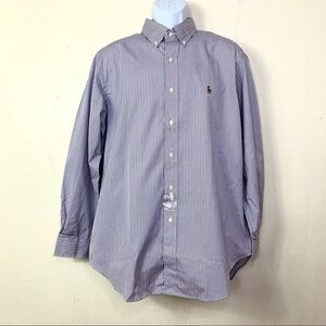 Ralph Lauren Mens Striped Shirt Purple white 32/33